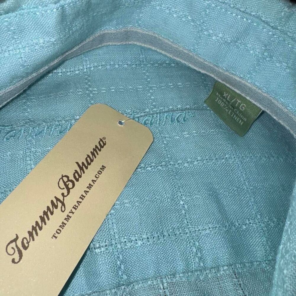 Tommy Bahama Costa Sera Long Sleeve Linen Shirt Plume Aqual Teal Men's XL NWT! - Picture 6 of 8